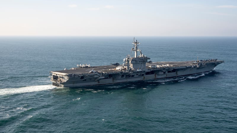 FILE - The USS George Washington aircraft carrier is pictured off the coast of Argentina, May...