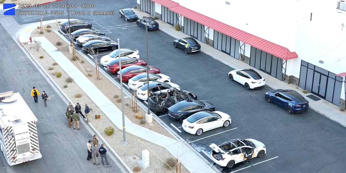 Las Vegas drivers show appreciation for Tesla employees after arson attack Las Vegas drivers show appreciation for Tesla employees after arson attack