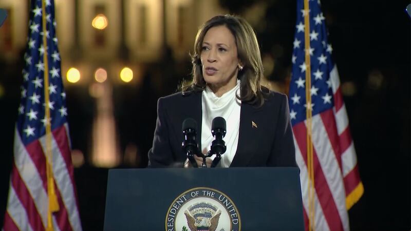 Vice President Kamala Harris delivers her closing arguments speech in Washington, DC on Tuesday