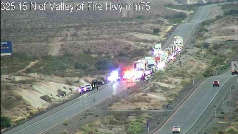 A wrong way crash along the I-15 has shut down lanes near Valley of Fire on Friday, October...