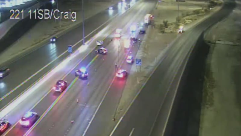 An RTC alert says a crash has closed all southbound lanes on I-11 at Craig Road Tuesday night.