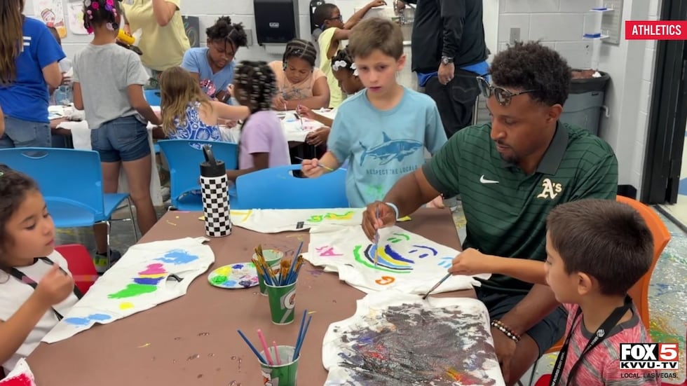 A’s players Tyler Soderstrom and Lawrence Butler visit Boys & Girls of Southern Nevada in Las...
