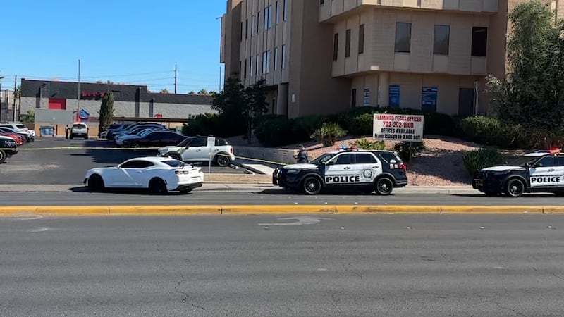 Las Vegas police investigate a deadly shooting on East Flamingo Road after a business employee...
