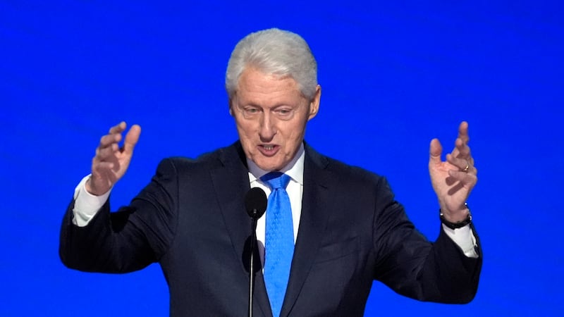 FILE - Former President Bill Clinton speaks during the Democratic National Convention, Aug....