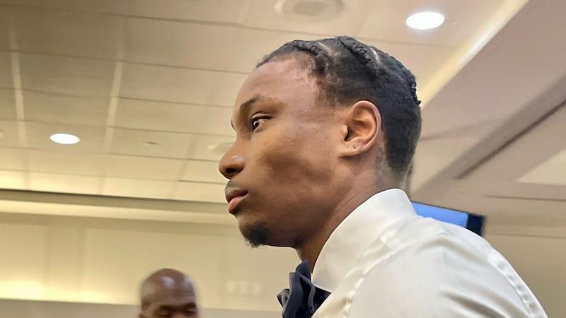 Henry Ruggs appears in a Clark County Court on July 12, 2022.