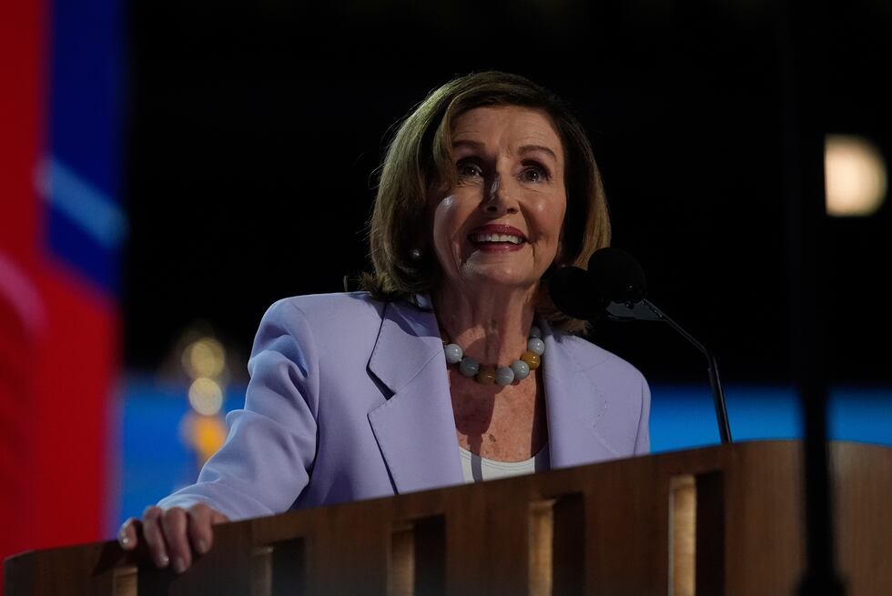 Rep. Nancy Pelosi, D-Calif., speaks during the Democratic National Convention Wednesday, Aug....