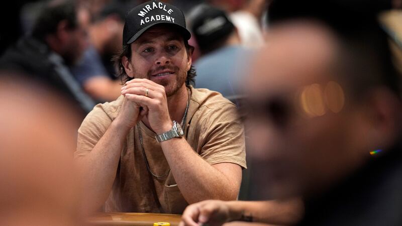 Vegas Golden Knights right wing Jonathan Marchessault plays poker during the $5,000 Champions...