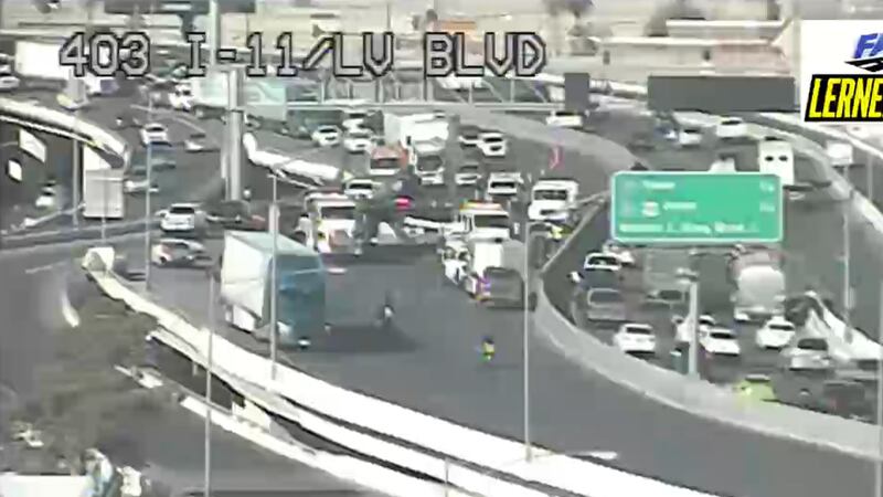 US-95 southbound is closed near Casino Center Blvd.