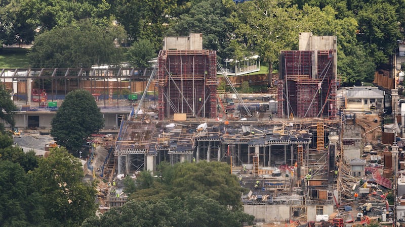 White House Ballroom construction continues Wednesday, Aug. 5, 2026, at the White House in...