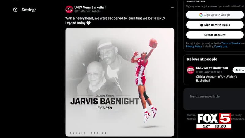 The UNLV Runnin' Rebels posted on their social media Sunday evening that a former legend,...