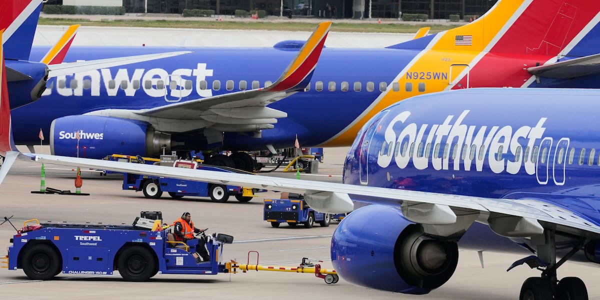 Southwest Airlines aircraft on the runway, ready to take off, representing the airline's growth