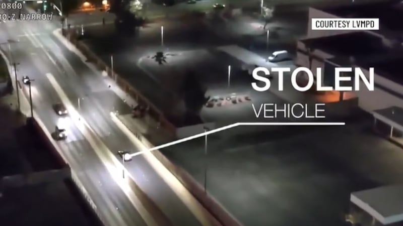 Las Vegas Metro Police are sharing drone video as it located a stolen car.