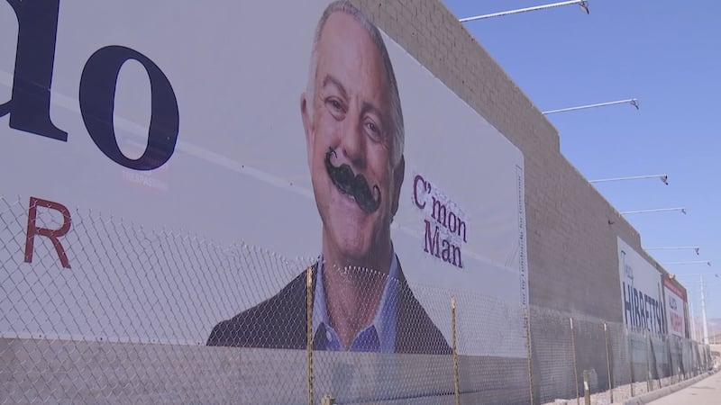 A campaign billboard for Nevada Gov. Joe Lombardo was defaced near the 215 and Summerlin...
