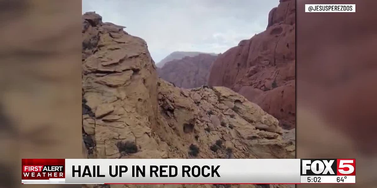 Hail falls over Red Rocks