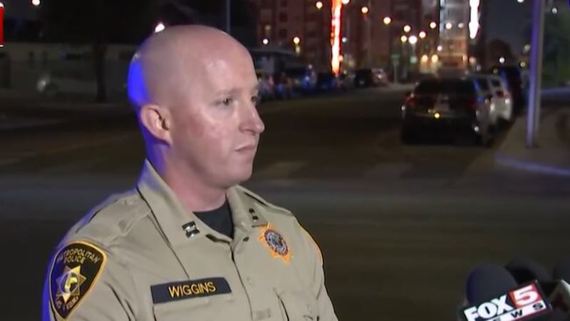 Las Vegas police said they have taken the suspect in a police shooting and barricade into...