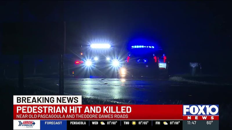 Pedestrian killed after being hit by car in Mobile, police say