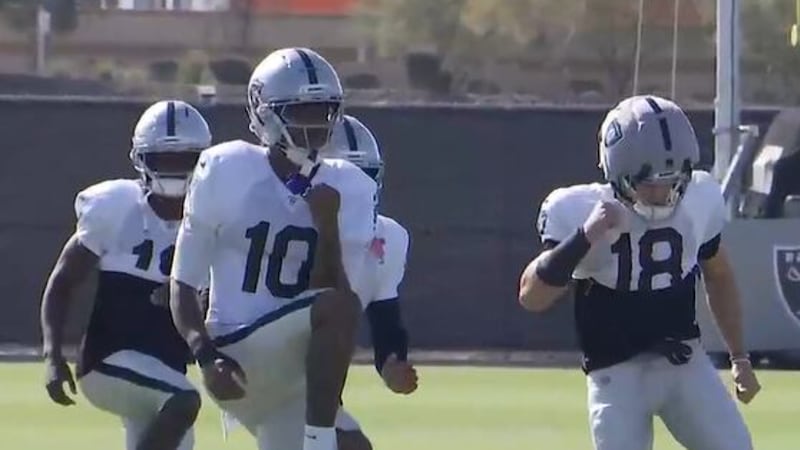 The Las Vegas Raiders are back to work on the practice field ahead of the Jets game.